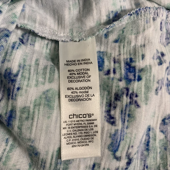 Chico's Top Women's Size 4 (2x) Vintage Texture Notch Neck Tunic 3/4 Sleeve NWT - Picture 5 of 7